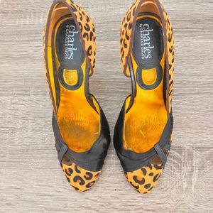 Leopard skin brown leather Pumps